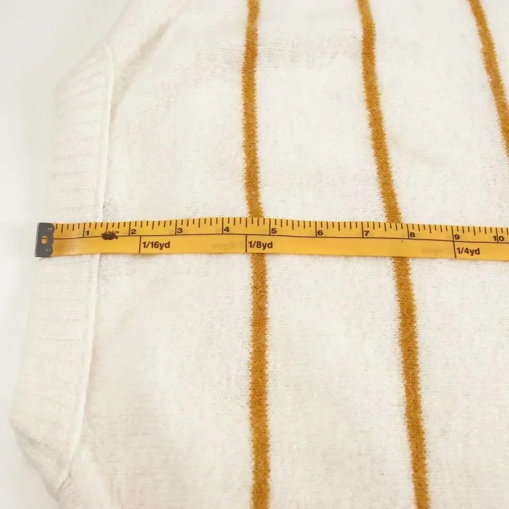 J Crew Alpaca Striped Orange Ivory Cream Crewneck Sweater Womens Sz S - Picture 5 of 11